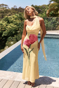 Lilah – Robe longue en maille jaune