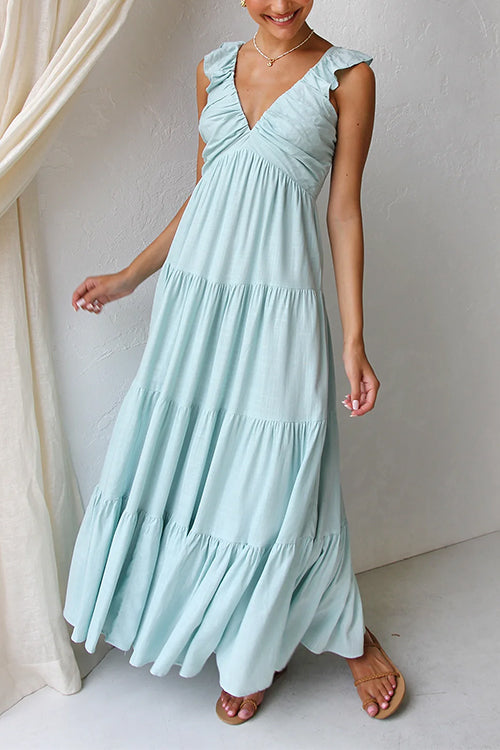 Juliet | Robe longue à volants et col en V