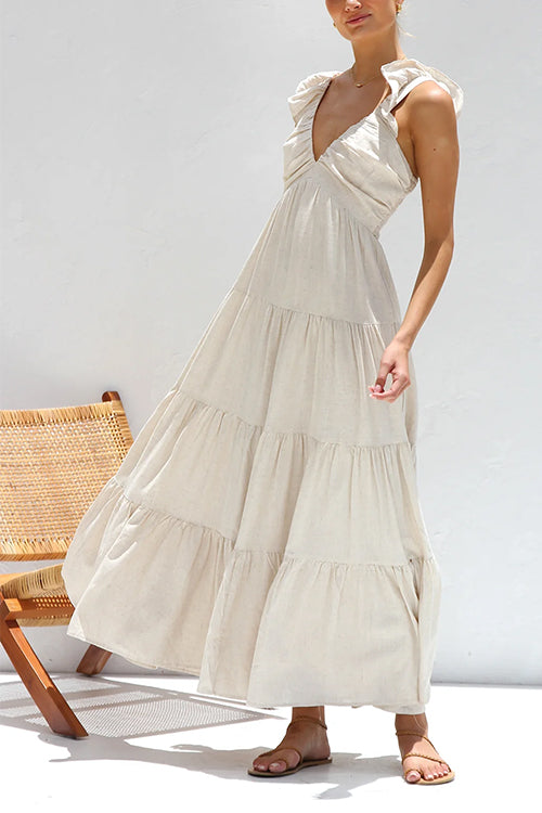 Juliet | Robe longue à volants et col en V
