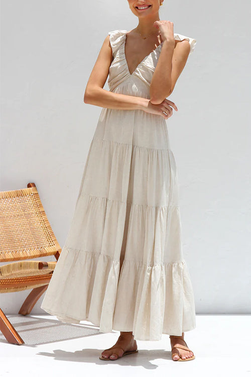 Juliet | Robe longue à volants et col en V