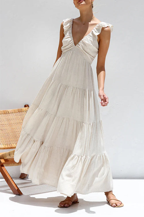 Juliet | Robe longue à volants et col en V