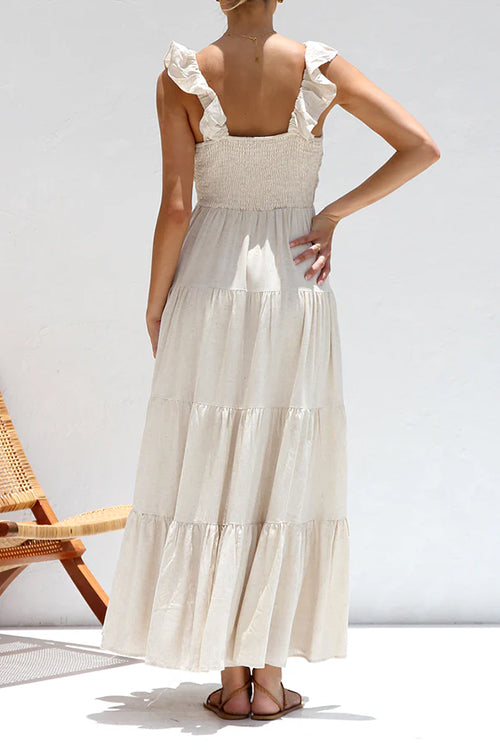 Juliet | Robe longue à volants et col en V
