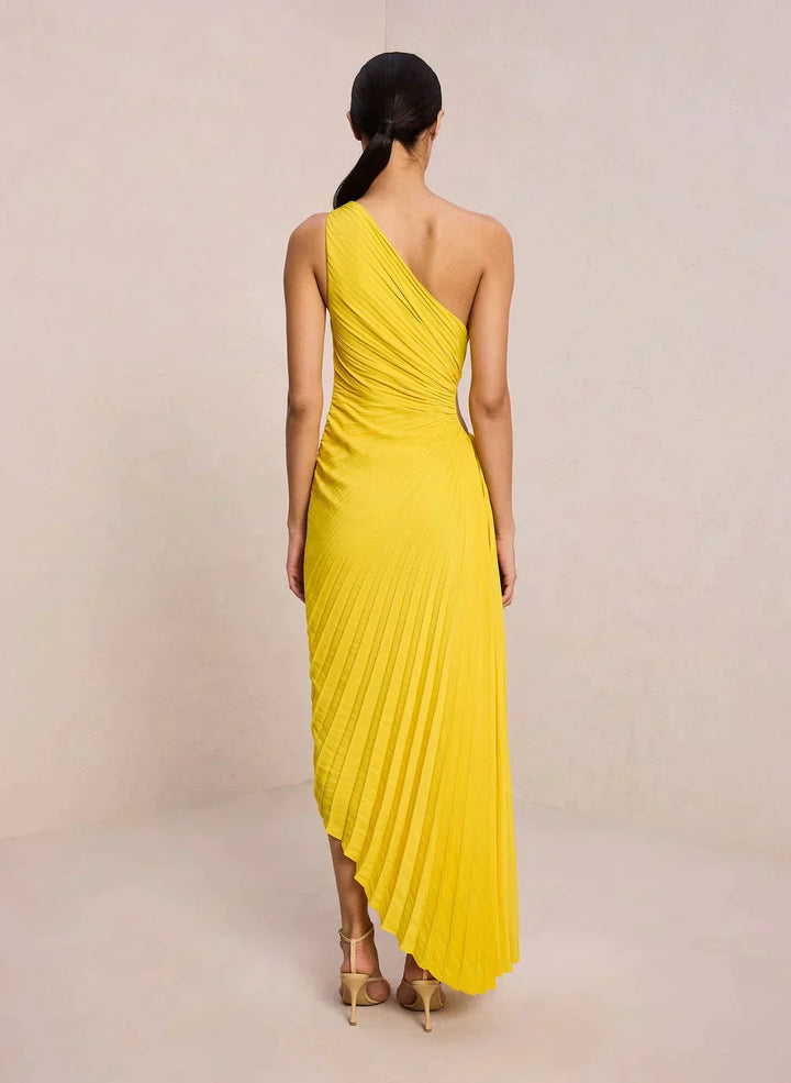 Sylviana - Robe mi-longue plissée sur l&