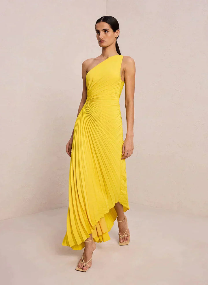 Sylviana - Robe mi-longue plissée sur l&