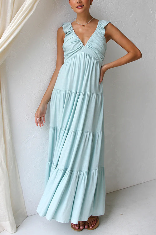 Juliet | Robe longue à volants et col en V