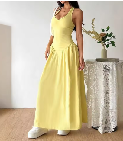 Juin - Longue robe dos nu jaune