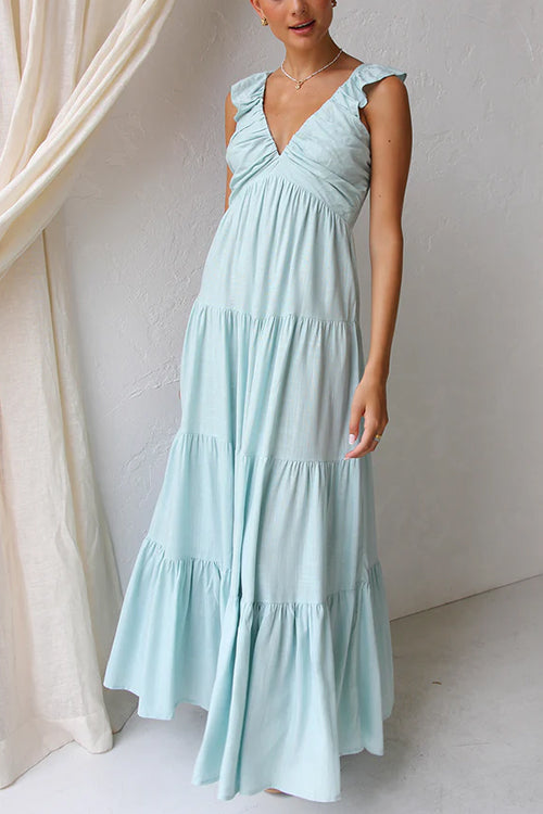 Juliet | Robe longue à volants et col en V