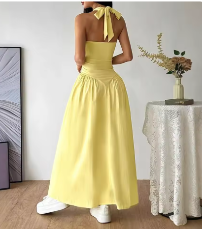 Juin - Longue robe dos nu jaune