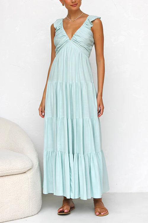 Juliet | Robe longue à volants et col en V