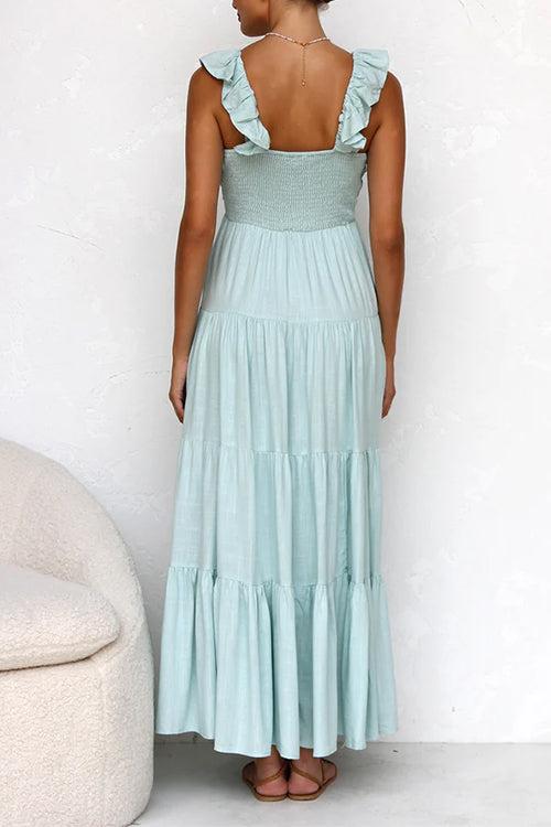 Juliet | Robe longue à volants et col en V