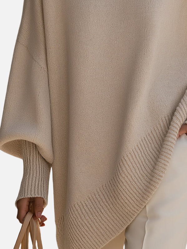 Anne | Weicher Oversized Poncho-Pullover aus Strick