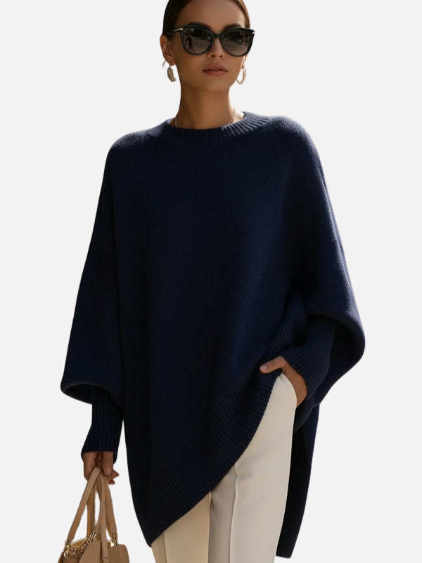 Anne | Weicher Oversized Poncho-Pullover aus Strick