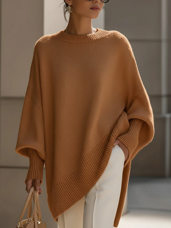 Anne | Weicher Oversized Poncho-Pullover aus Strick