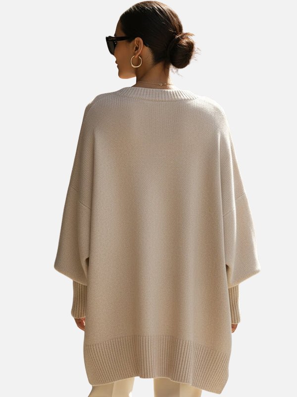 Anne | Weicher Oversized Poncho-Pullover aus Strick