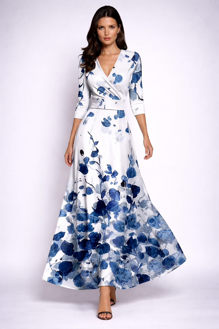 Elisa - Elegantes Wickel-Maxikleid mit Blumen