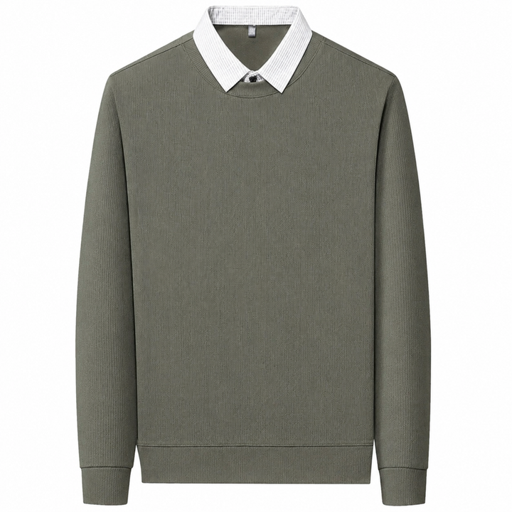 Herren Pullover im Hemd-Look mit Kontrastkragen und langen Ärmeln | Valcor Zürich