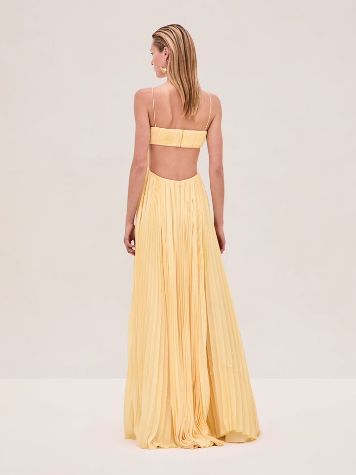 Varranza - Robe longue plissée trapèze à découpe à la taille