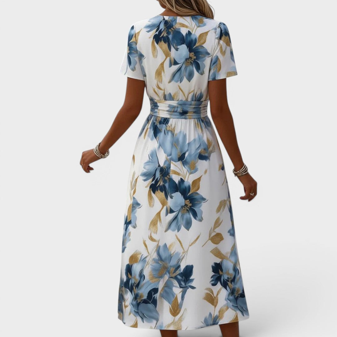 Denise | Robe midi portefeuille fleurie