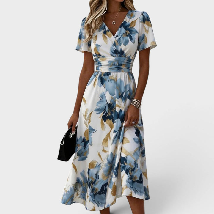 Denise | Robe midi portefeuille fleurie