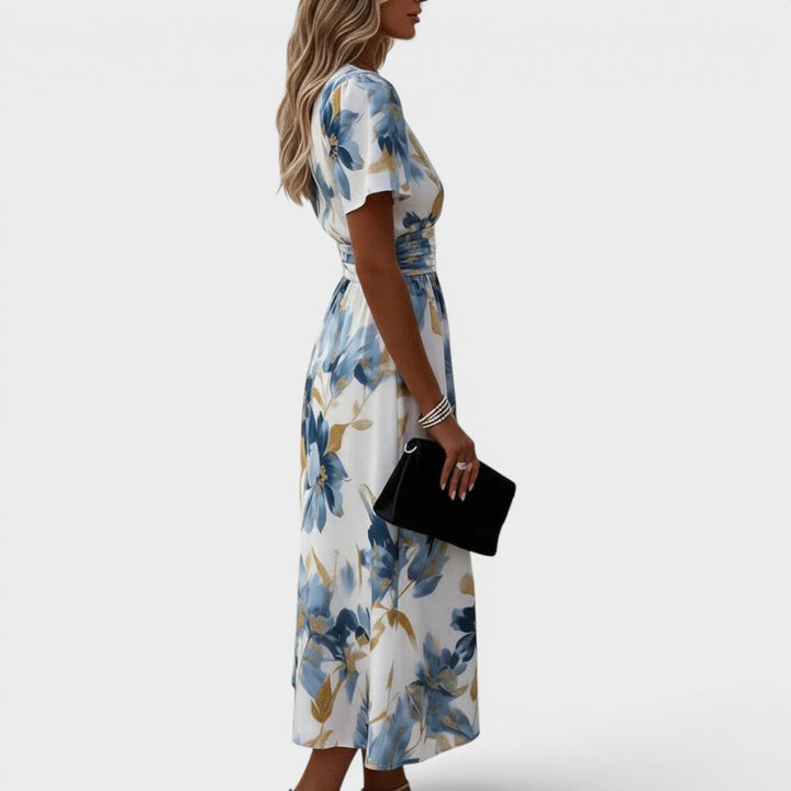 Denise | Robe midi portefeuille fleurie