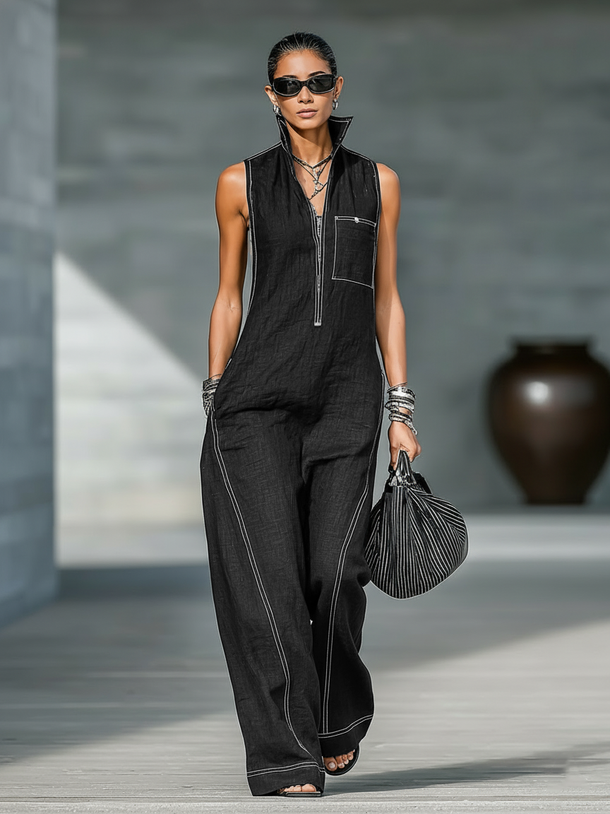 Jamie | Minimalistischer ärmelloser Relaxed Jumpsuit