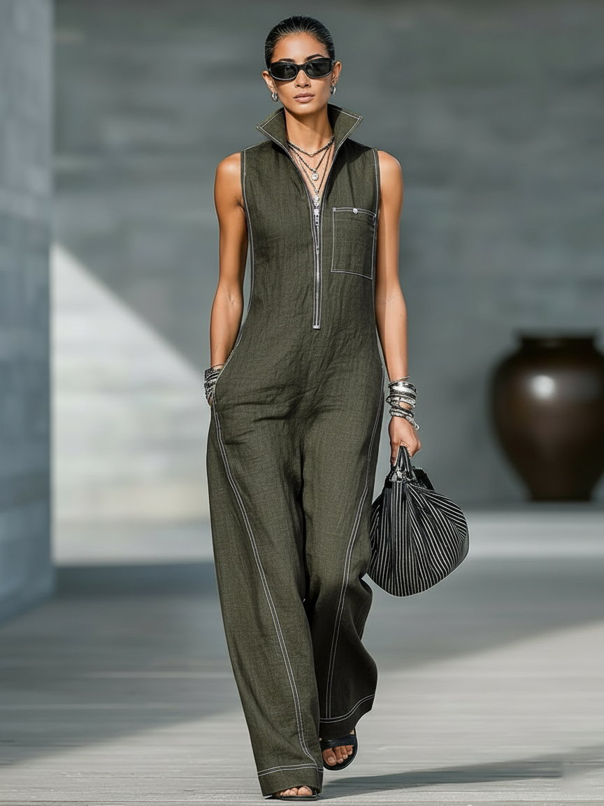 Jamie | Minimalistischer ärmelloser Relaxed Jumpsuit
