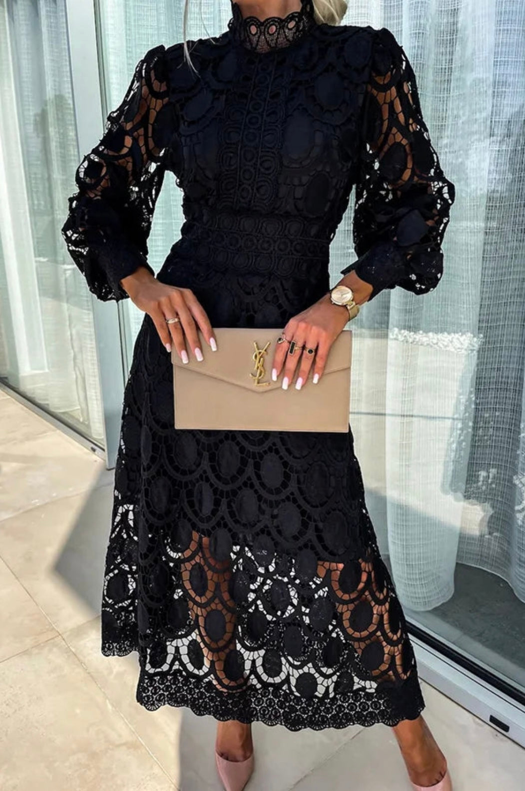 Eloah™ | Elegantes Spitzen-Midi-Kleid