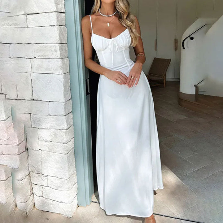 Sommer Ärmelloses Maxikleid mit Raffung am Oberteil