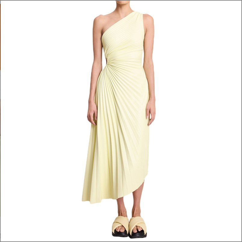 Sylviana - Robe mi-longue plissée sur l&