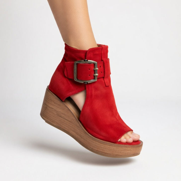 Sarah™ — Modische Wedge-Ankle-Boots mit offenem Zehenbereich