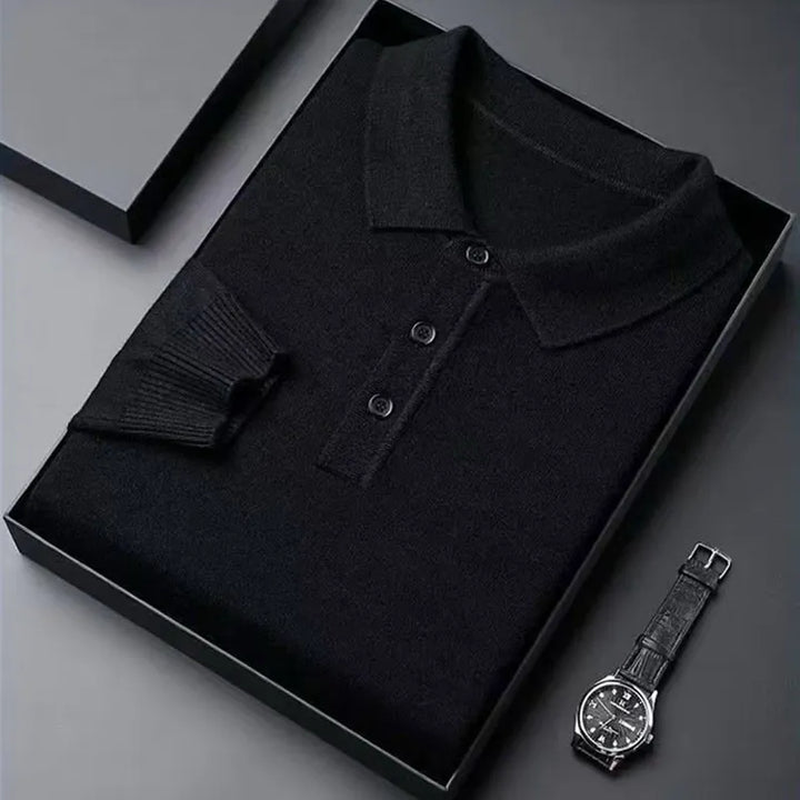 Herren Strickpullover mit Polokragen und Knopfleiste | Valcor Zürich
