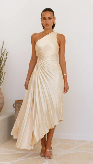Sylviana - Robe mi-longue plissée sur l&