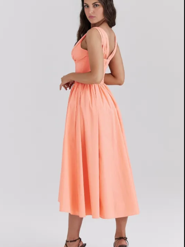 Ariana - V-Ausschnitt Korsett Flare Midi Kleid