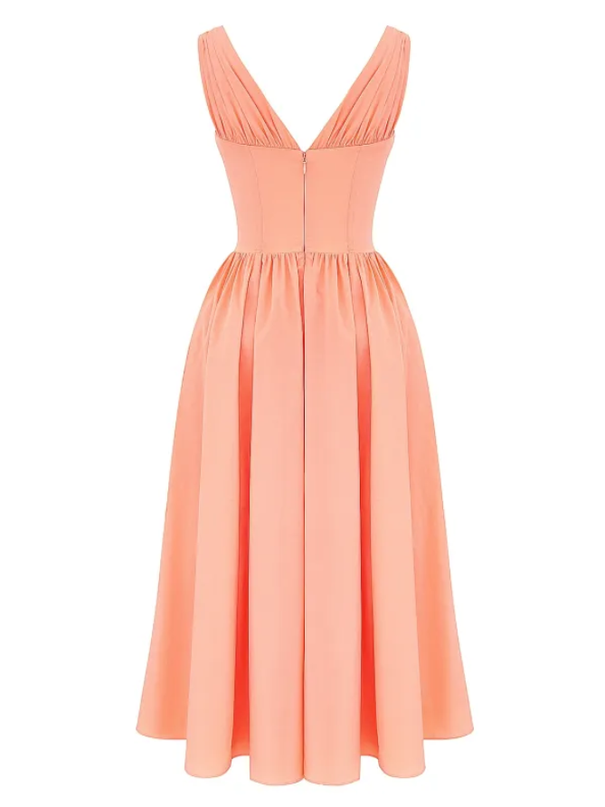 Ariana - V-Ausschnitt Korsett Flare Midi Kleid
