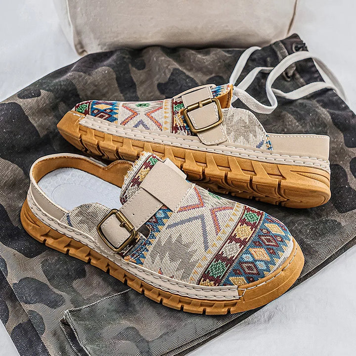 Hannah | Boho-Muster Slip-On Mules Schuhe