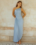 Delfina - Robe longue plissée en satin à une épaule