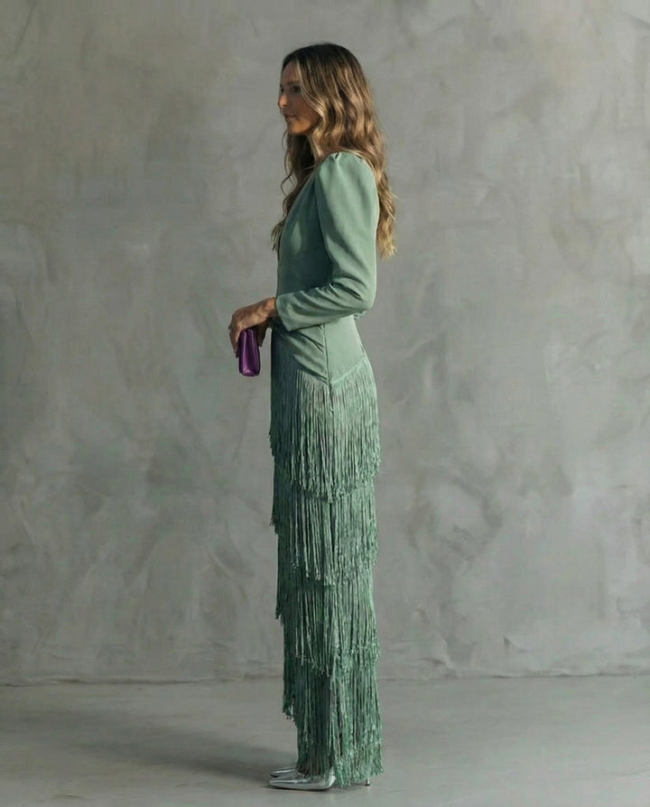 Clara | Elegantes Kleid mit Fransenärmeln