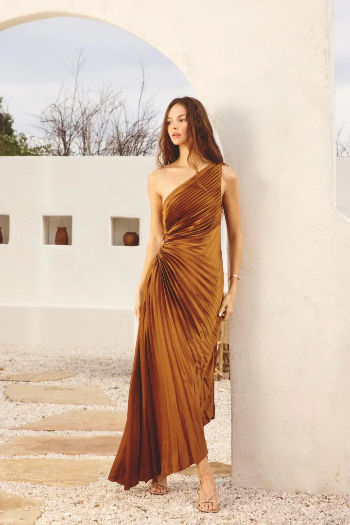 Sylviana - Robe mi-longue plissée sur l&