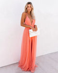 Willow - Robe longue couleur corail