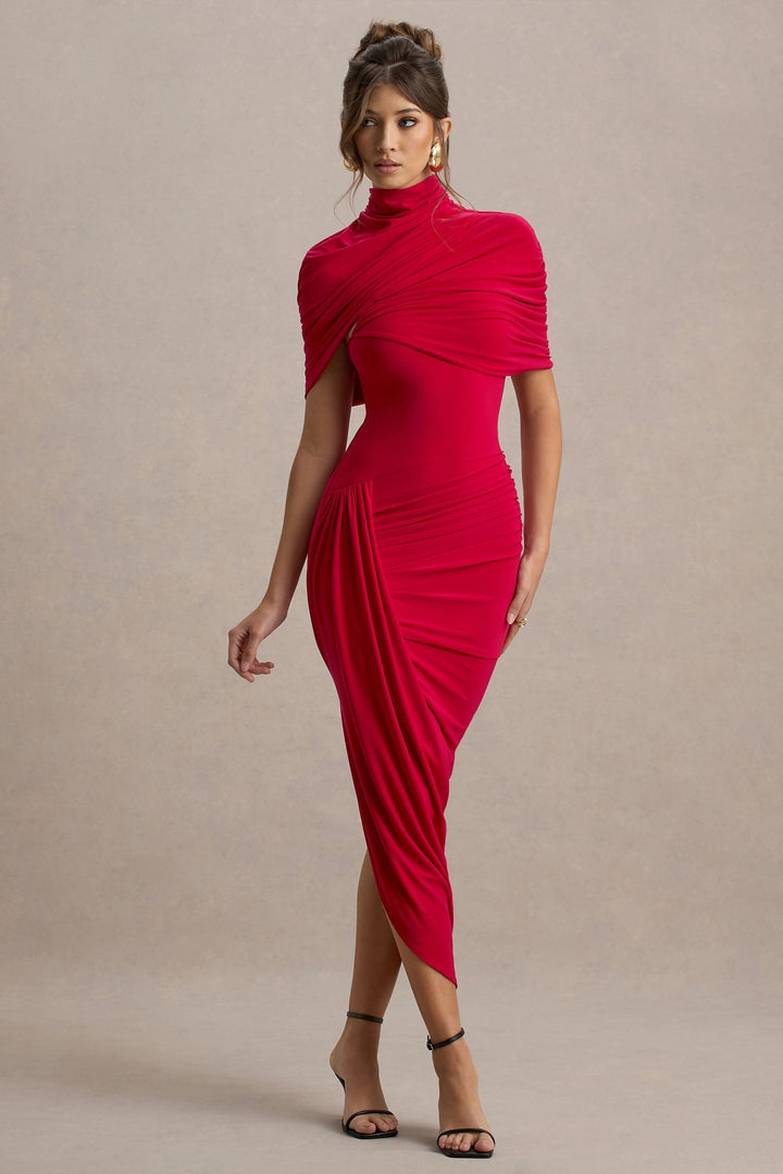 Taylor - Robe longue asymétrique à cape torsadée